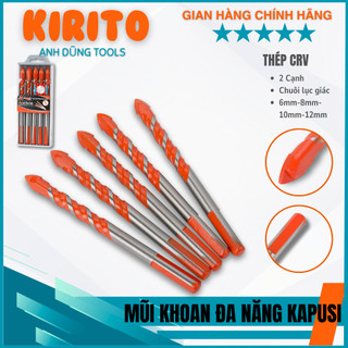 Combo Mũi Khoan Đa Năng Kapusi Chuôi Lục Giác Thép CRV Khoan Gạch Gỗ Kính Kim Loại (Vàng/Cam)