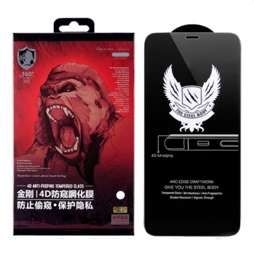 Kính Cường Lực iPhone KK 4D Chống Nhìn Trộm Full Màn - iP 7/8/Plus/X/XS/XR/11/12/13/14/15/16/17/pro/plus/Pro/Max