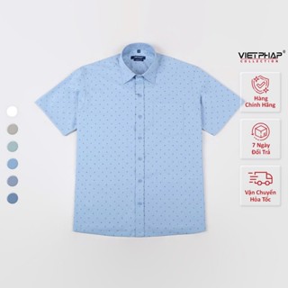 Áo Sơ Mi Nam Ngắn Tay VIỆT PHÁP Form Luxury Chất liệu  Bambo In Bông lịch lãm sang trọng  92503 