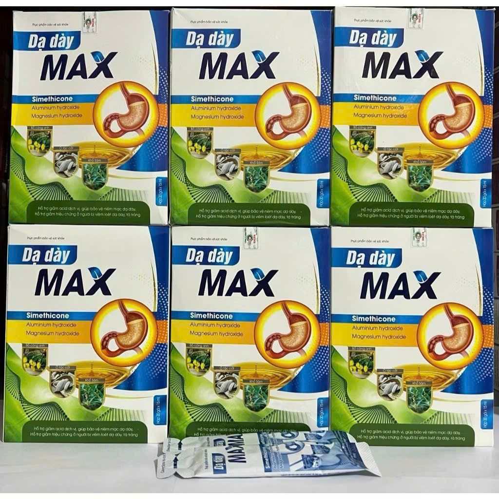 Gel dạ dày Max, hỗ trợ giảm acid dịch vị, giúp bảo vệ niêm mạc dạ dày hộp 20 gói