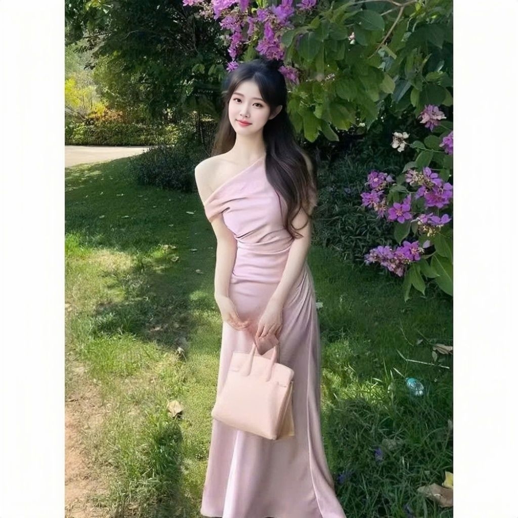 Váy Lụa Dáng Dài Trễ Vai Sang Chảnh - Đầm Lụa Dự Tiệc Joily Dress Silk | BigBuy360 - bigbuy360.vn