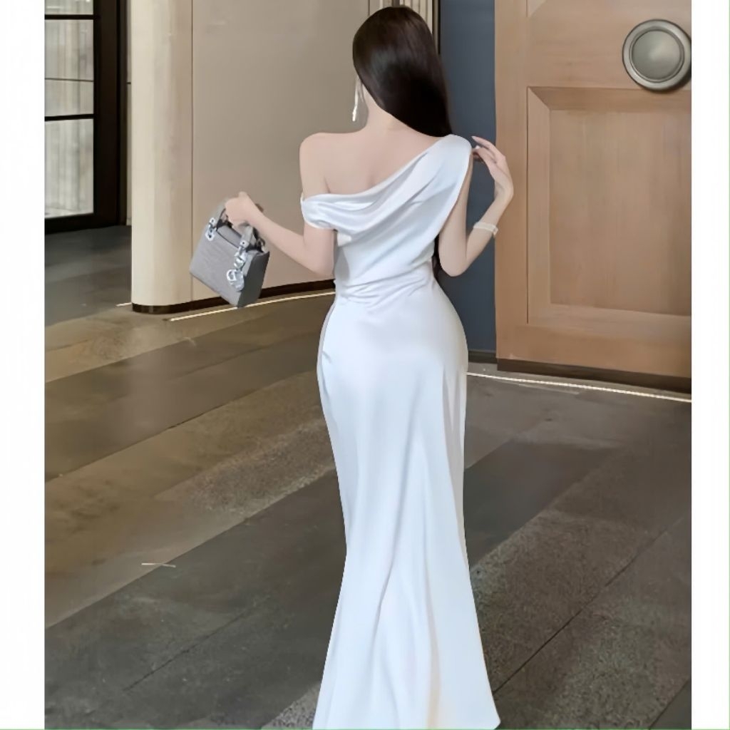 Váy Lụa Dáng Dài Trễ Vai Sang Chảnh - Đầm Lụa Dự Tiệc Joily Dress Silk | BigBuy360 - bigbuy360.vn