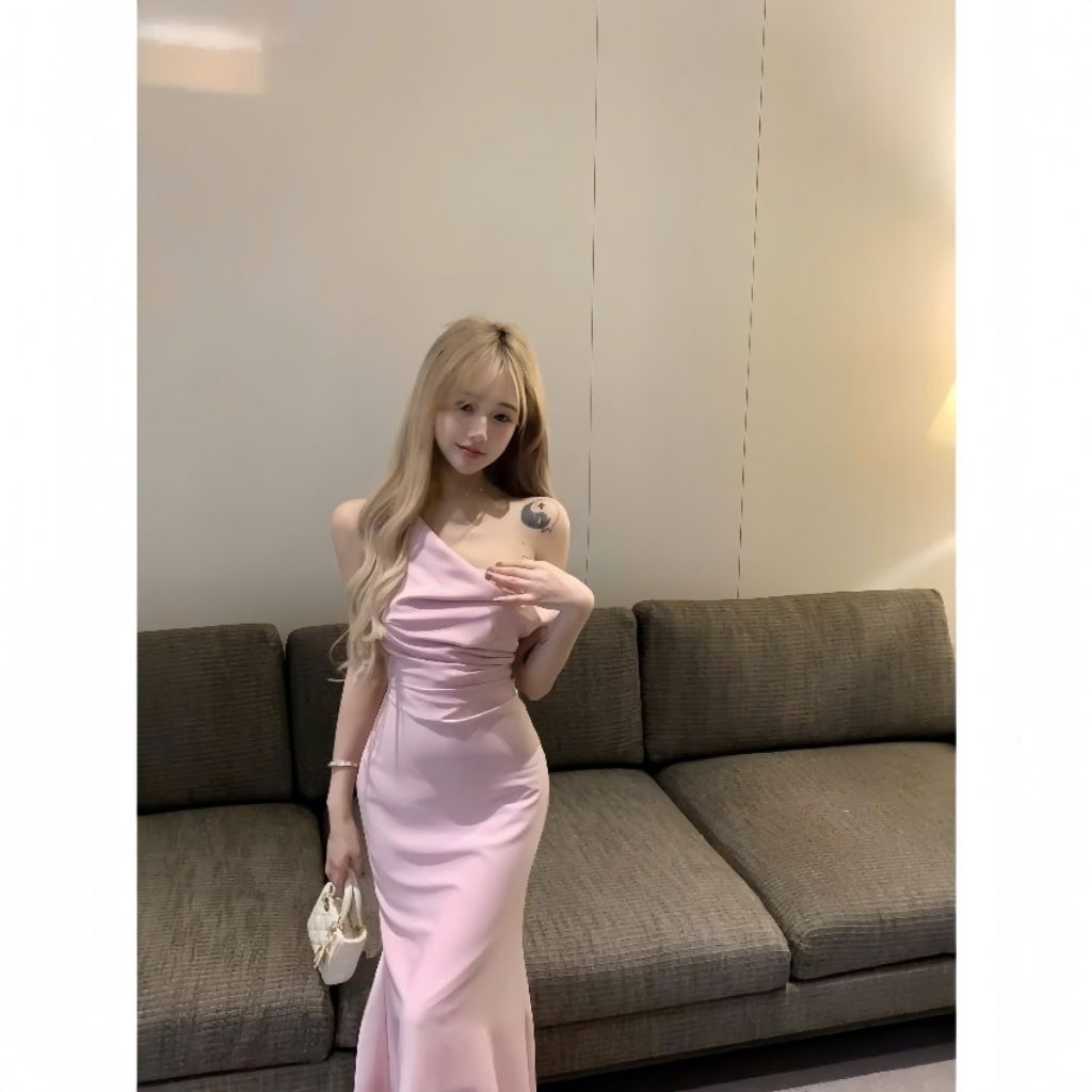 Váy Lụa Dáng Dài Trễ Vai Sang Chảnh - Đầm Lụa Dự Tiệc Joily Dress Silk | BigBuy360 - bigbuy360.vn