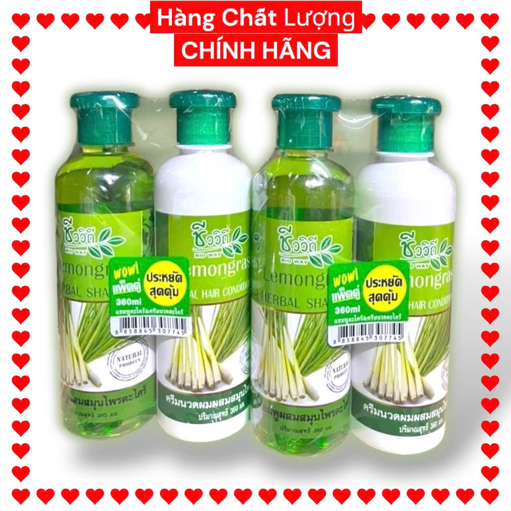 Combo Dầu Gội & Dầu Xả Bio Way Sả Chanh Thái Lan 360ml x2 – Ngừa Gàu, Giảm Ngứa, Thơm Mát Tự Nhiên