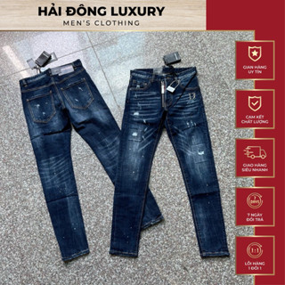 Quần Jean DSQ Xanh Tag Sắt D2 Khoá Lệch,Vẩy Sơn Nhẹ Fom Ống Côn Chuẩn Hàng Loại 1 Lên Dáng Nét Căng