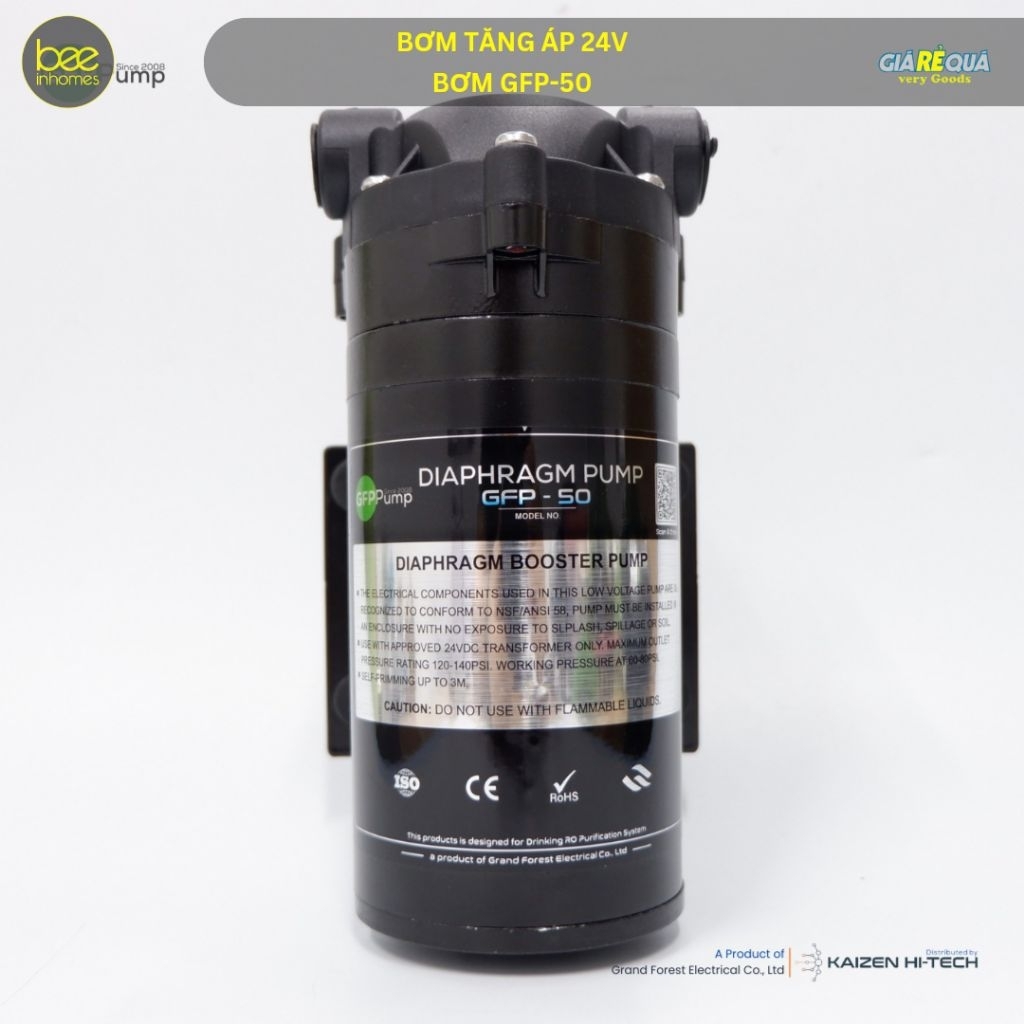 Bơm tăng áp RO 24V GFPPump GFP 50, 8369, Hút Đẩy Tốt, Êm, Bền, Phù Hợp Mọi Máy Lọc Nước