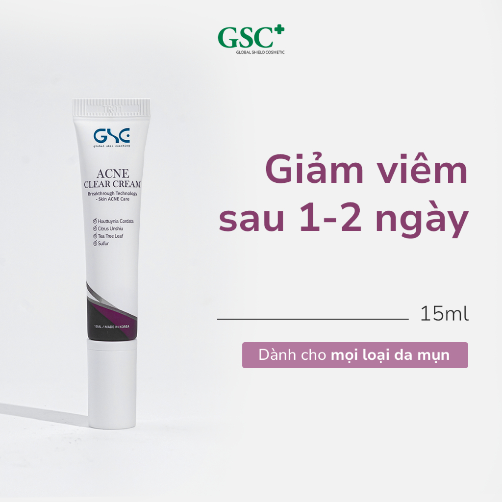 Kem Chấm Mụn Giảm Viêm, Khô Cồi Mụn Nhanh Chóng - GSC Acne Clear Cream 15ml