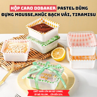  Hộp Bánh Mousse Tiramisu Sọc Caro Họa Tiết Sắc Nét 