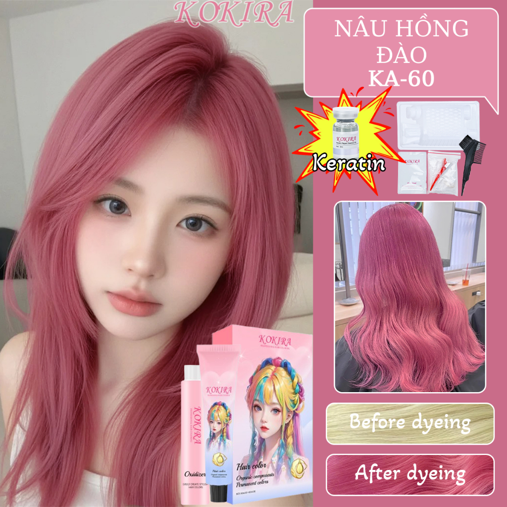  KOKIRA Thuốc Nhuộm Tóc Màu NÂU HỒNG ĐÀO-60 nhuộm Không Tẩy | thuốc nhuộm tóc tại 