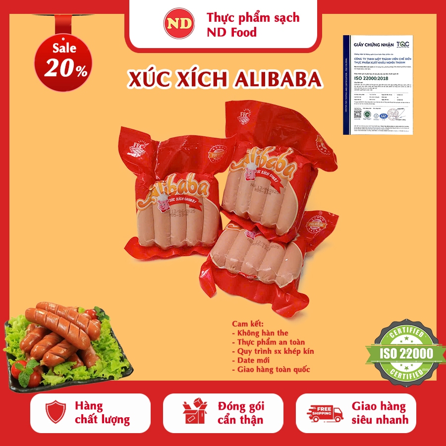 Xúc xích Alibaba, xúc xích 500gr siêu rẻ, ship hoả tốc Hà Nội