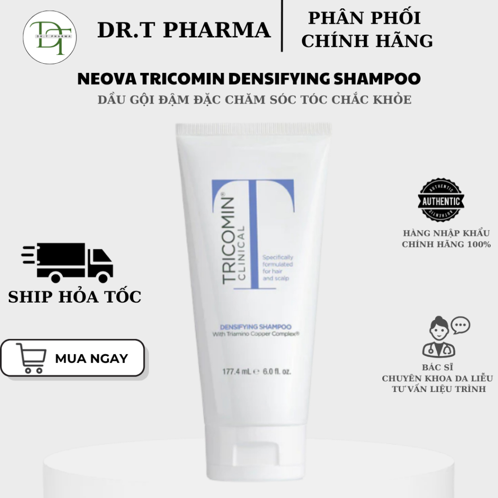 (TEM CÔNG TY) Neova Tricomin Densifying Shampoo – Dầu gội đậm đặc Tricomin chăm sóc tóc chắc khỏe NE