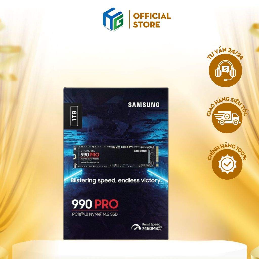 Ổ cứng SSD Samsung 990 PRO 1TB-2TB New 100% PCIe Gen 4.0 x4 NVMe V-NAND M.2 2280 (MZ-V9P1T0BW) BH 12