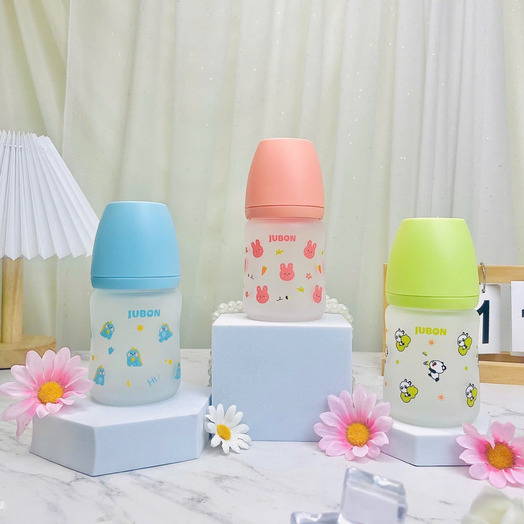 Bình sữa thuỷ tinh Jubon tráng silicon