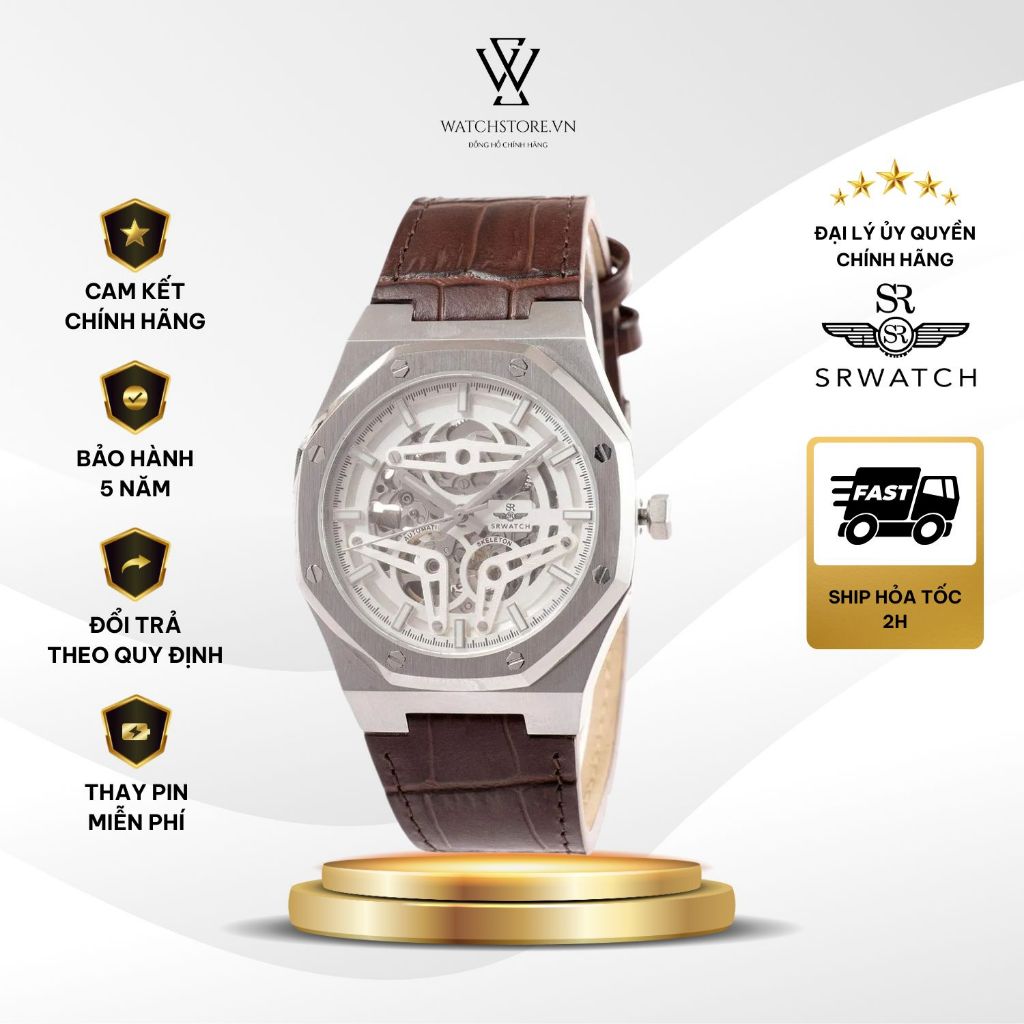 Đồng Hồ SRWatch Nam SG19191.4102 Máy Cơ/Automatic Size 41mm Kính Sapphire Dây Da Chính Hãng