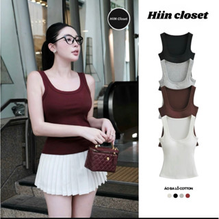 Áo thun ba lỗ trơn viền bản to chất liệu cotton zip 4 chiều co giãn mềm mịn ôm body HiiNCloset - 133