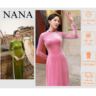Áo dài nhung truyền thống 2 tà co giãn tốt chất liệu nhung may sẵn chất liệu cao cấp, mềm mại Áo dài NANA