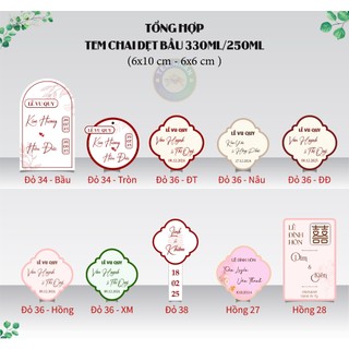 (TỔNG HỢP) Tem chai dẹt bầu 330ml/250ml
