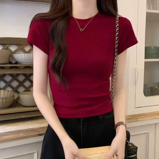 Áo thun cổ tròn chất thun gân tăm,Áo thun nữ form ôm Babytee,áo thun body thắt eo