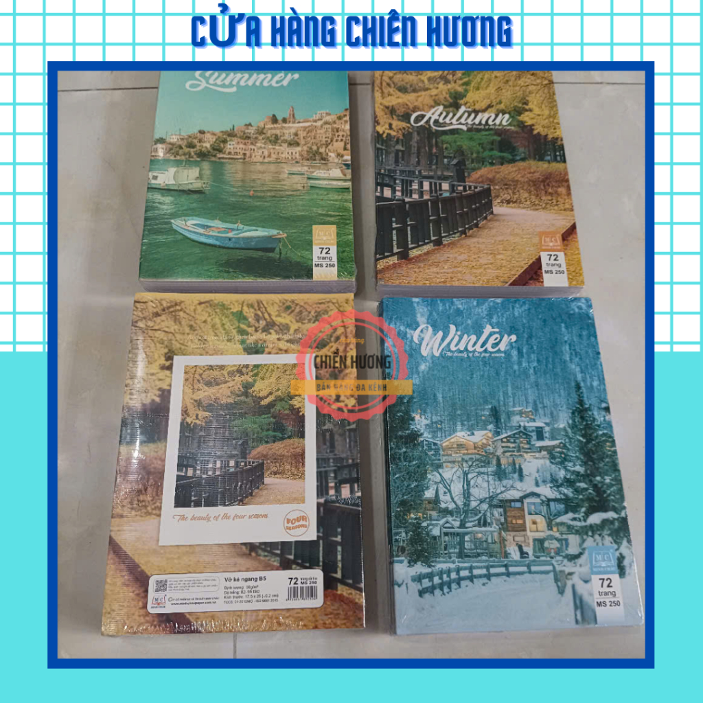 Lốc 10 Cuốn Vở Kẻ Ngang Ghim K25 – 72 Trang MC250 – Giấy 58gsm, Trắng 92%