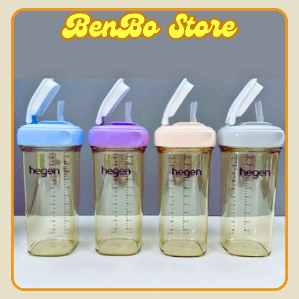 Bình tập uống Hegen Straw cup PPSU 330ml/ Bình ống hút tập hút Hegen 300ml / Bình hút hegen có ống h