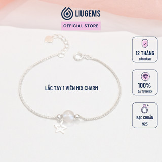 Vòng Tay Bạc Nữ Liugems Kết Hợp Hạt Đá Phong Thuỷ Mix Charm Treo Size Nhỏ Tinh Tế VB13