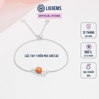 Lắc Tay Bạc 1 Viên Đá Mix Chữ Cái Liugems Năng Lượng Thổ Cá Tính Thời Trang Tự Tin, Năng Động VB29