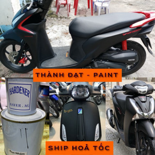 Màu Sơn Đen Nhám 2K bao gồm chất đông cứng ( Sơn Oto - xe máy ) Bộ 1kg190g MotokieuMaiThànhĐạt