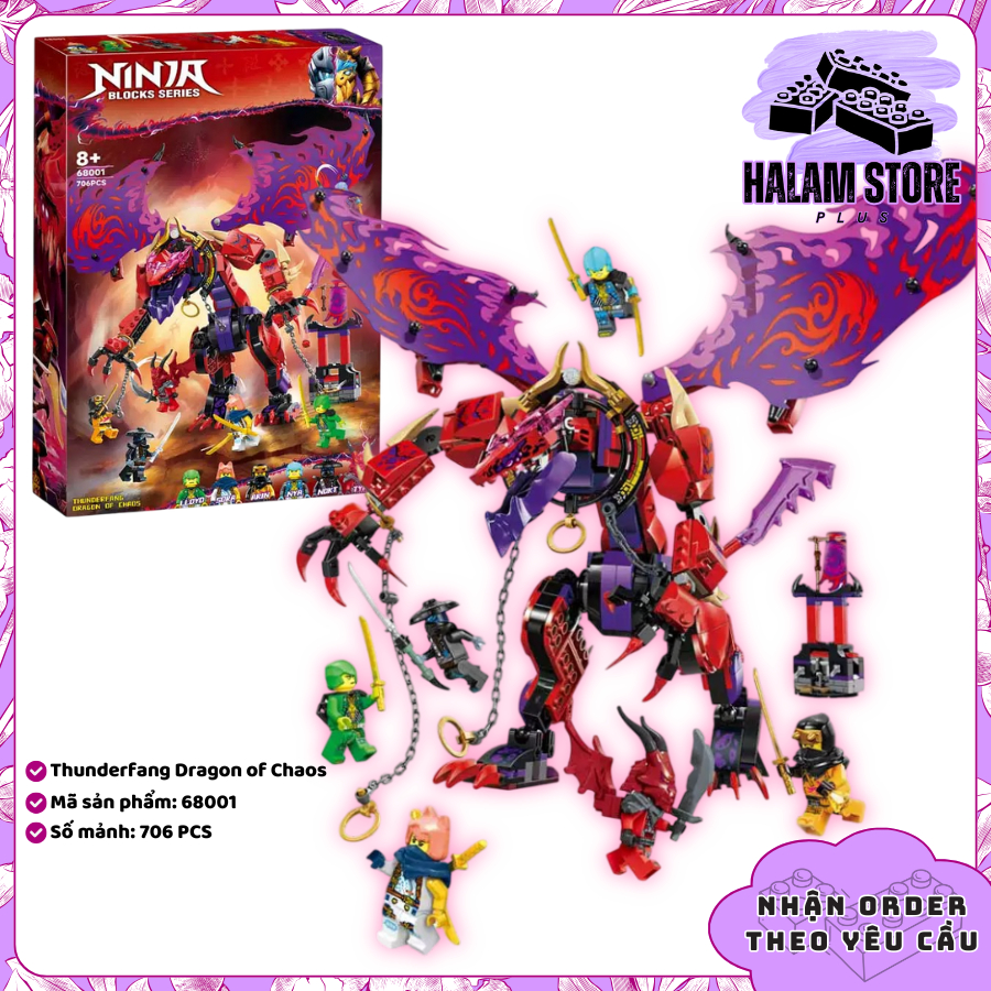 [Rẻ vô địch] Đồ chơi lắp ráp Ninjago Dragons Rising 3 mã 68001 - Mô hình lắp ghép Thunderfang Dragon