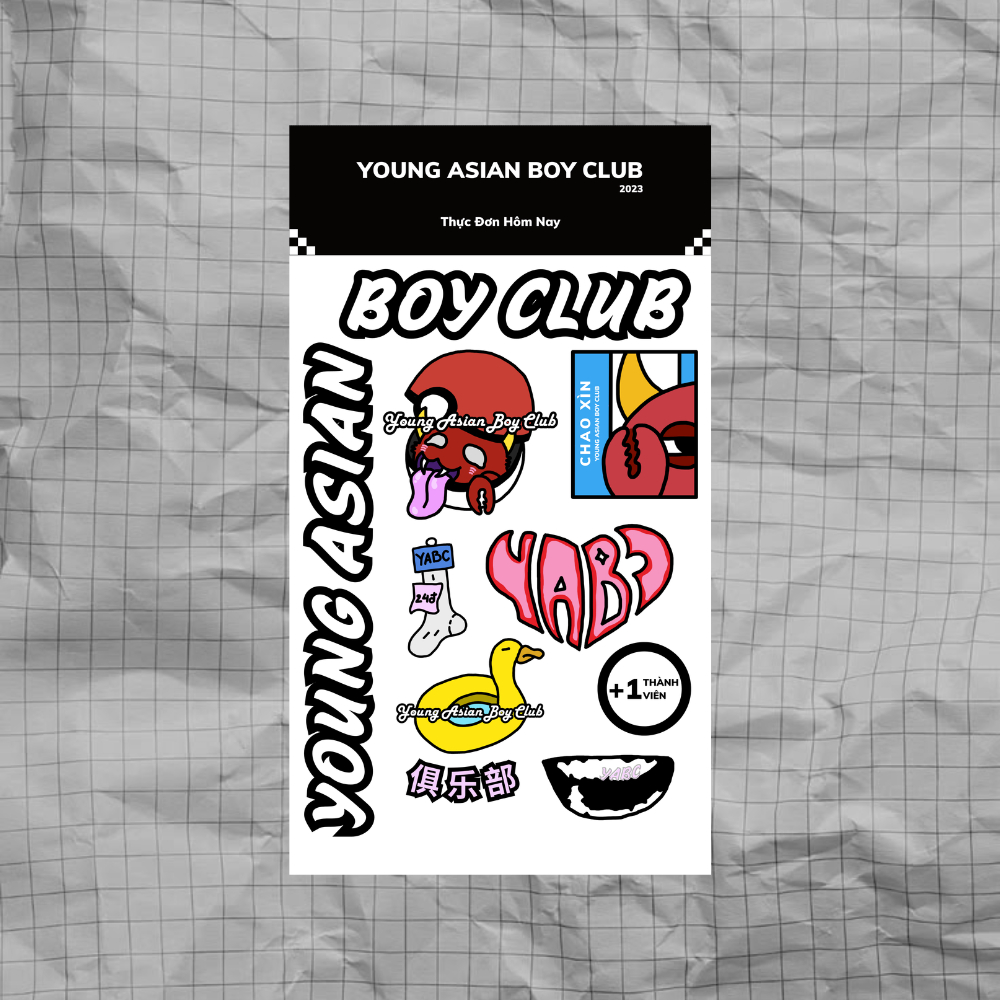 Sticker Decal YOUNG ASIAN BOY CLUB trang trí, decol, dán đồ dùng cực đẹp cực chất- Young Asian Boy C