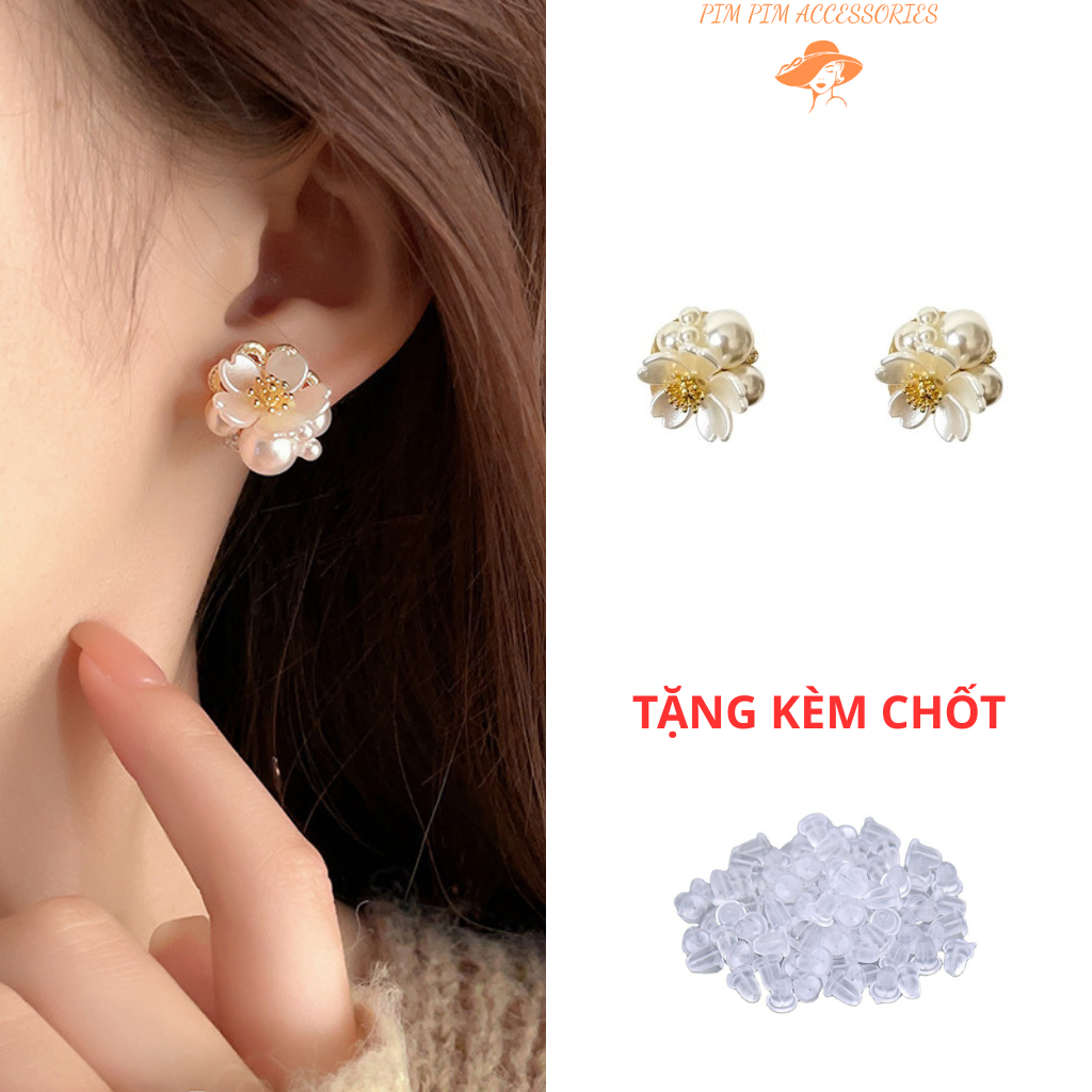 Bông Tai Nữ Hoa Cúc Ngọc Trai Nhân Tạo Sang Trọng – Thiết Kế Nhỏ Gọn Thanh Lịch