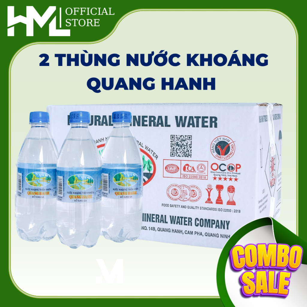[Combo 2 Thùng] Nước Khoáng Quang Hanh Thiên Nhiên – Giải Nhiệt, Giải Rượu, Bổ Sung Vi Khoáng – Thùng 20 Chai 500ml