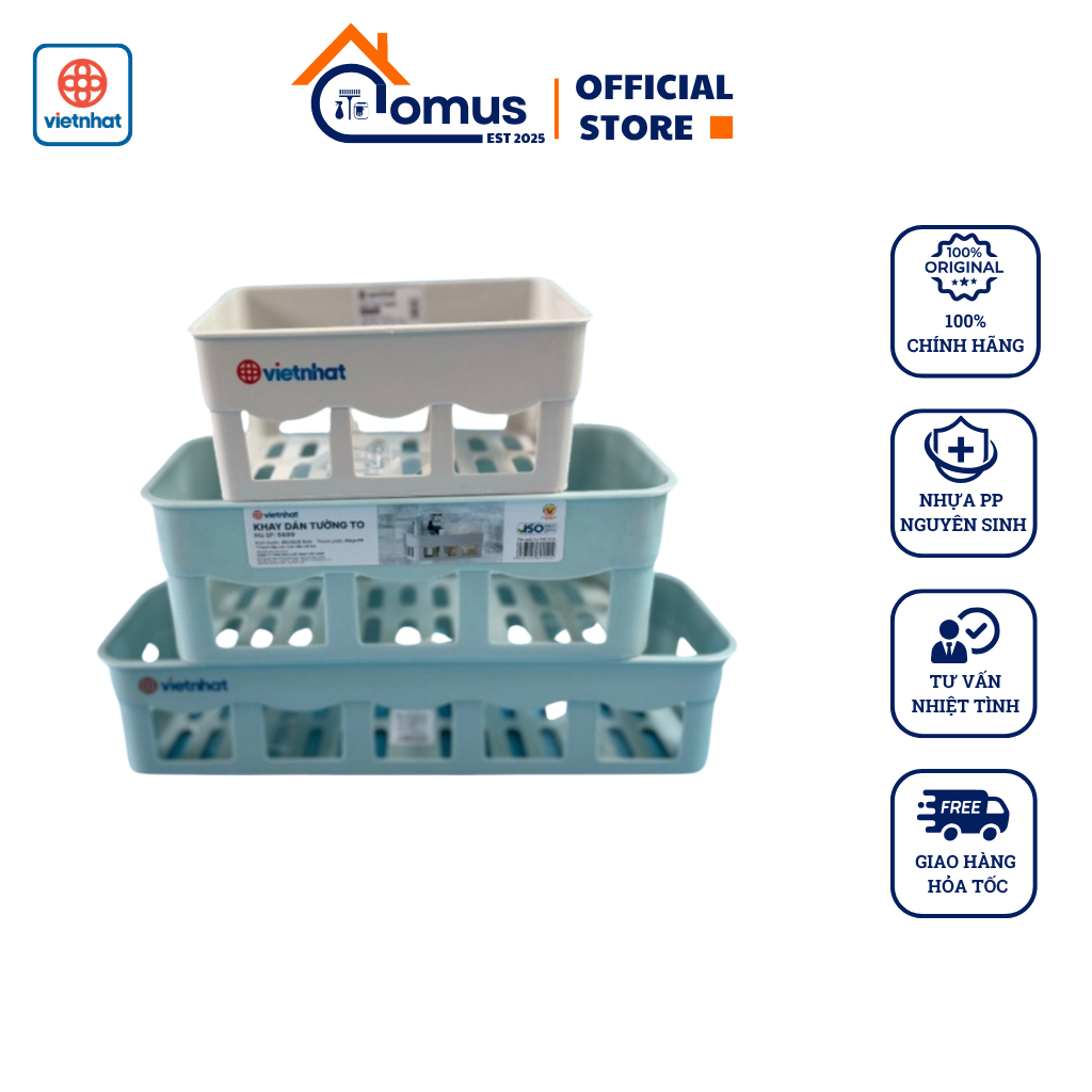 Kệ Rổ Dán Tường Để Đồ Đa Năng VIỆT NHẬT 5701, Khay Đựng Đồ Nhà Bếp Phòng Tắm - DOMUS