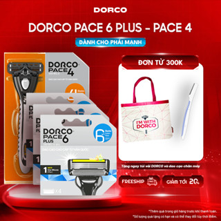 Combo 3 Hộp Đầu Cạo 6 Luỡi DORCO PACE 6 PLUS Tặng Dao Cạo Râu DORCO PACE 4 - 3xSXA5040-B & FRA1001-PT - Gồm 1 Cán 13 Đầu