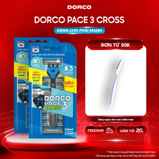 Combo 2 Dao Cạo Râu Hàn Quốc 3 Lưỡi DORCO PACE 3 CROSS - 2xTRC1008(6+2)-B - Gồm 2 Cán và 16 Đầu Cạo