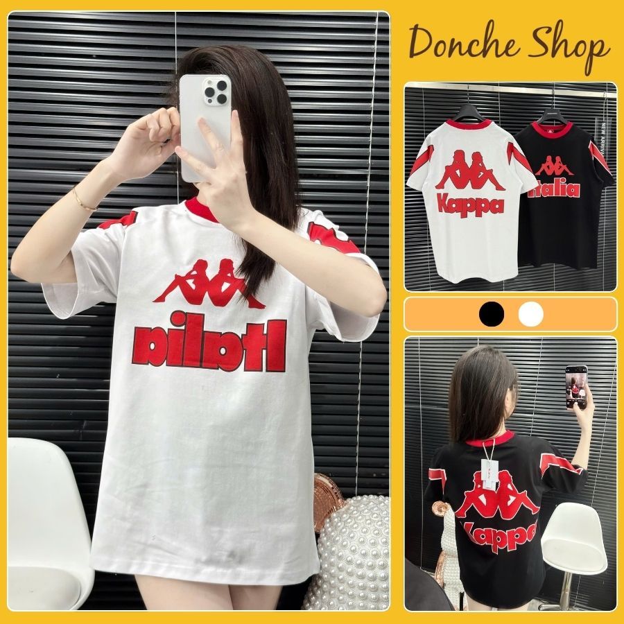 Áo Thun Kappa Hoạ Tiết Hình Chữ Phối Đỏ Siêu Đẹp - Áo Phông Nam Nữ Kappa Chất Cotton Cao Cấp 664179