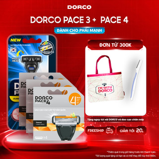  Combo 3 Hộp Đầu Cạo Râu 4 Lưỡi DORCO PACE 4 Tặng Dao Cạo Râu DORCO PACE 3 - 3xFRA1040-B & TRA4001-B - Gồm 1 Cán 13 Đầu 