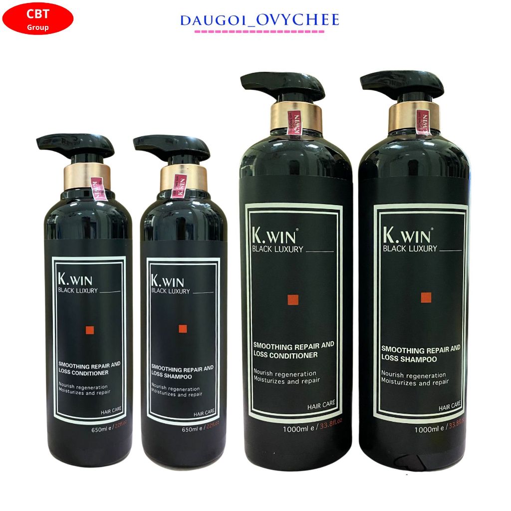 Dầu Gội Dầu Xả K.win Black Luxury 650 - 1000ml phục hồi mềm mượt, ngăn gàu, ngăn dầu, chống rụng tóc