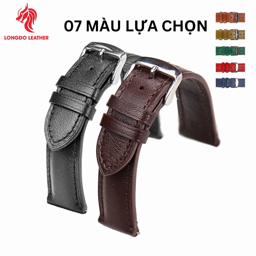 Dây đồng hồ da bò thật size 18/20/22/24 thương hiệu Longdo Leather - NAPPA