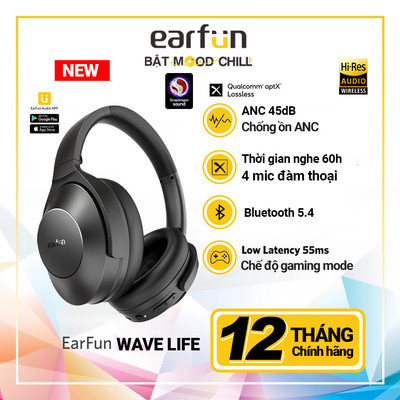 Tai nghe bluetooth chụp tai Earfun Wave Life thời gian nghe 60h chống ồn ANC