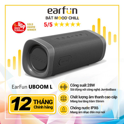Loa Bluetooth Earfun UBOOM L 28W Chống Nước IP67 Pin 16H Âm Thanh Jumbobass Kết Nối App