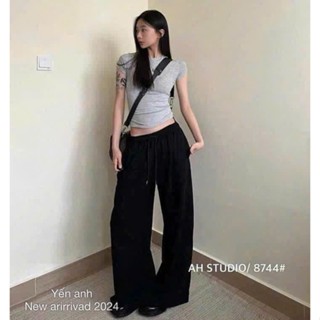 Quần suông ông rộng lưng cao đi học đi làm đi chơi, dày co giãn nhẹ đi học làm công sở hót