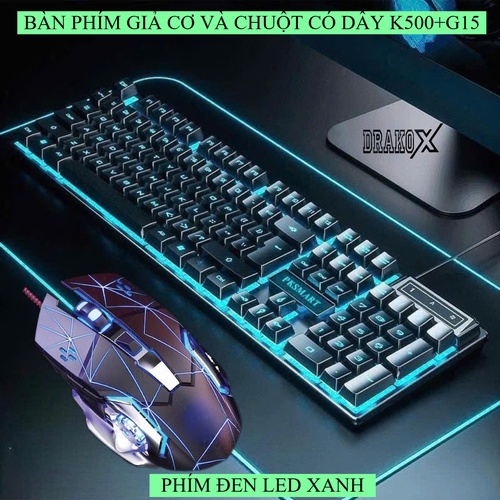 Bàn phím chuột máy tính giả cơ K500 và G15 có Led RGB xuyên chữ cao cấp cho máy tính laptop-Bảo Hành 6 tháng