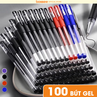  Set 100 Bút Chữ A Mực Gel 4 Màu Nét Viết 0.5mm Túi 100 Bút Bi Nước Văn Phòng Mực Nhanh Khô 
