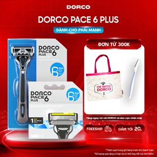 Combo Dao Cạo Râu Hàn Quốc 6 Lưỡi DORCO PACE 6 PLUS - SXA5001-PT & SXA5040-B - Gồm 1 Cán và 5 Đầu Cạo