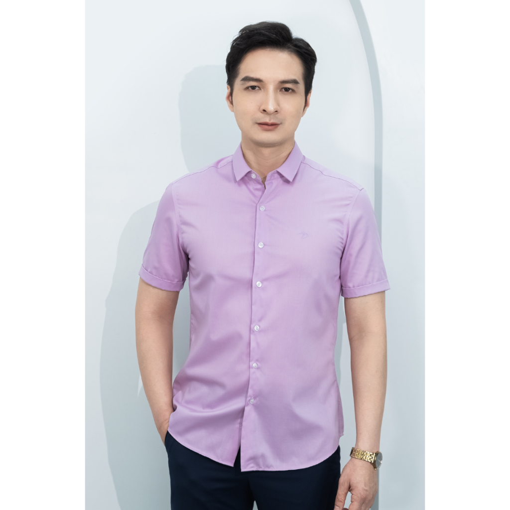 Áo sơ mi DUGARCO nam tay ngắn công sở trơn cotton 238SMS22117