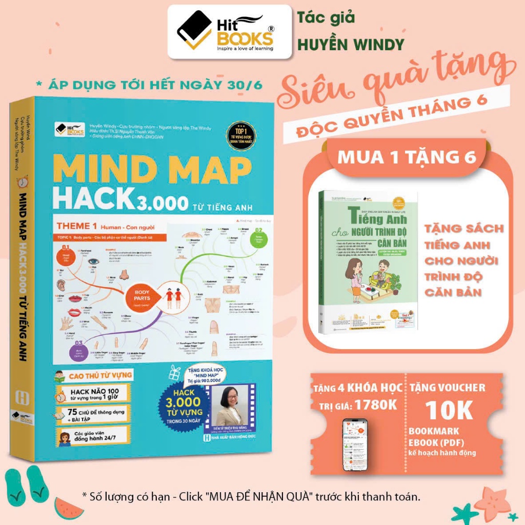 Sách - MINDMAP Hack 3000 Từ Vựng Tiếng Anh Cho Người Mới Bắt Đầu (LẺ/COMBO) - TẶNG CĂN BẢN