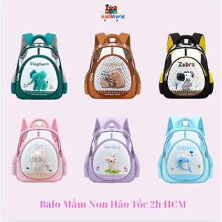 Balo Mầm Non Trong Suốt Hình Động Vật Dễ Thương, Mẫu Giáo Bé Trai Bé Gái Mèo,Thỏ, Khủng long, Cá Heo