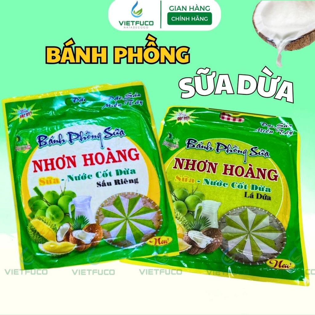 Bánh Phồng Sữa Dừa Sầu Riêng Nhơn Hoàng -  Đặc Sản Miền Tây Vietfuco