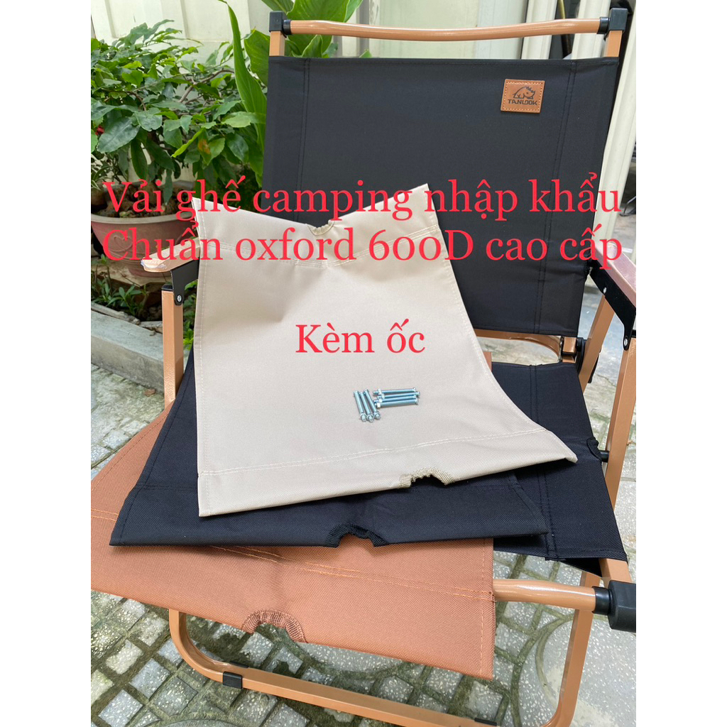 Vải ghế camping kèm ốc Tanlook chuẩn vải Oxford 600D cao cấp size M và L, Vải ghế dù thay thế, vải g