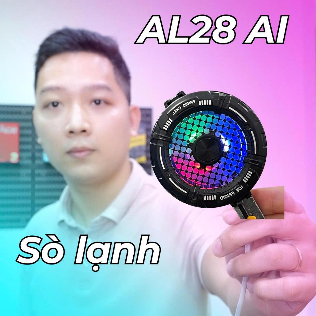 Sò Lạnh AL28 AI - Quạt Tản Nhiệt Điện Thoại + Led Gaming, Chế Độ AI,Công Suất 27W, Làm Lạnh Cực Sâu 